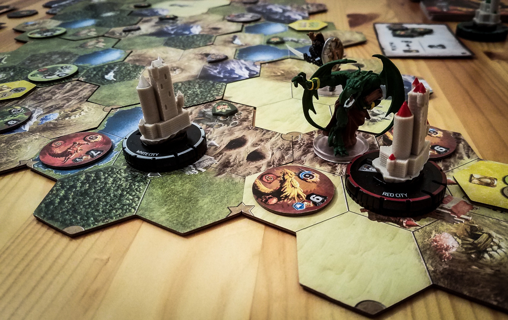 Mage Knight board game review - dragon taking down the city