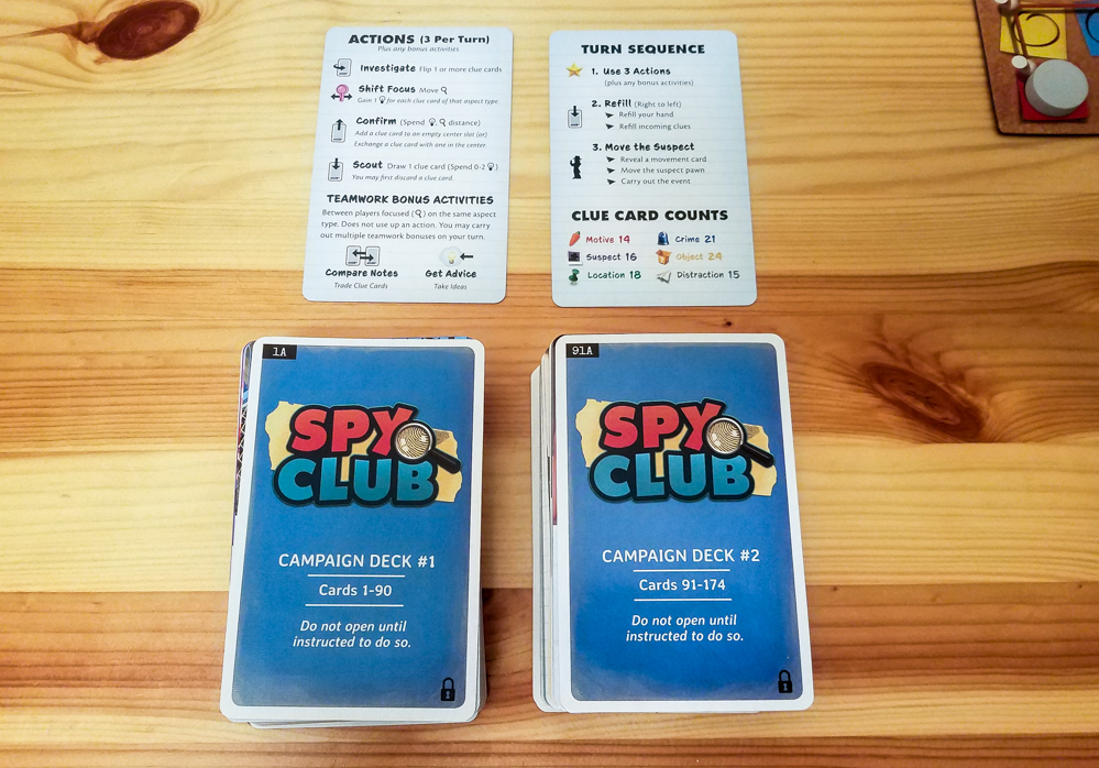 Spy Club review - campaign deck and player aids