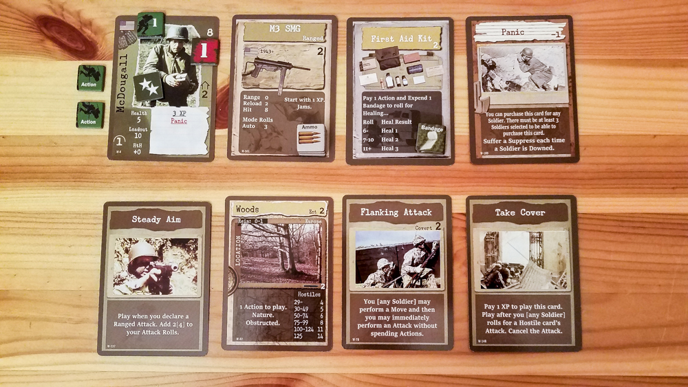 Warfighter WWII review - soldier, equipment, and action cards