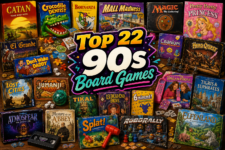 Top 22 board games from the 1990s ranked with player counts, age ranges, and sales history from Catan to Elfenland.
