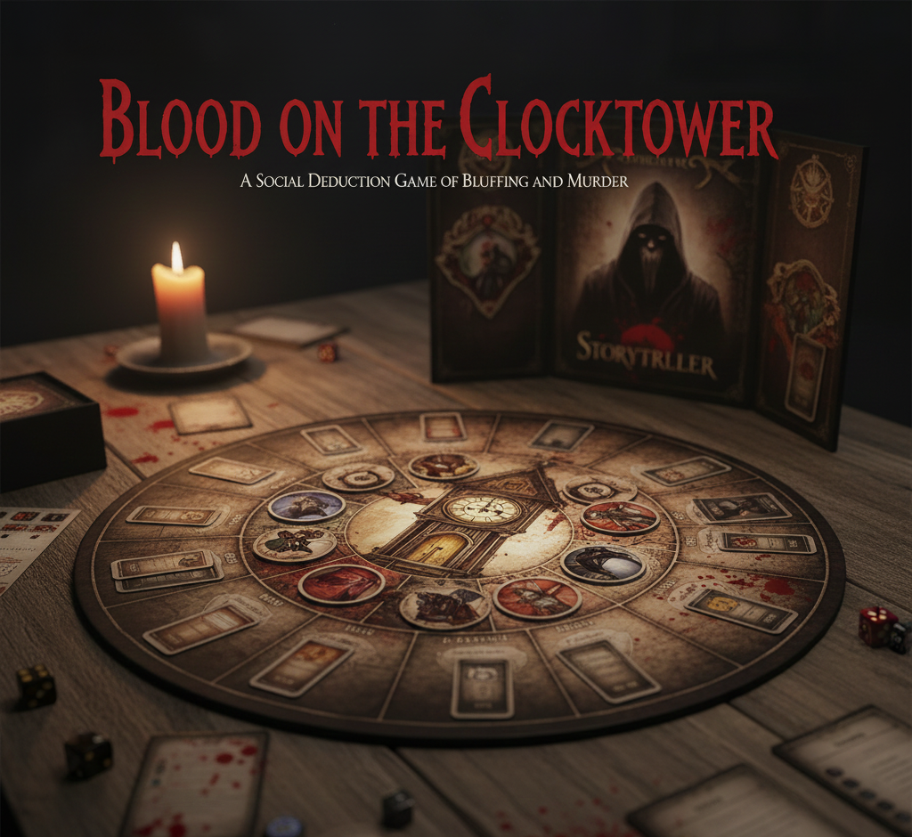Blood on the Clocktower social deduction game for 6-21 players with 8.4 BoardGameGeek rating and Storyteller-driven gameplay.