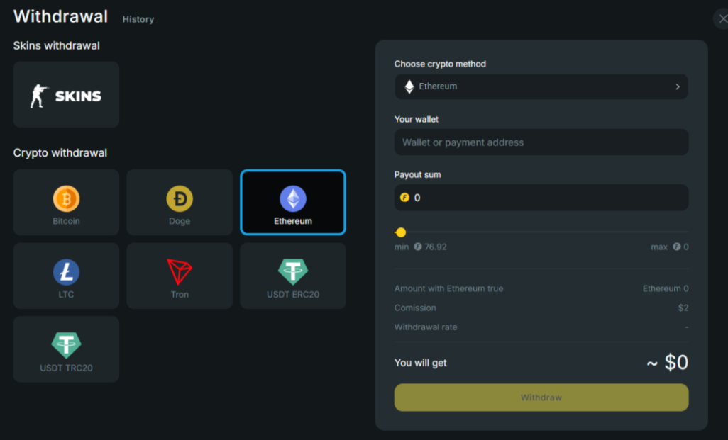 Deposit Methods on CSGOFast