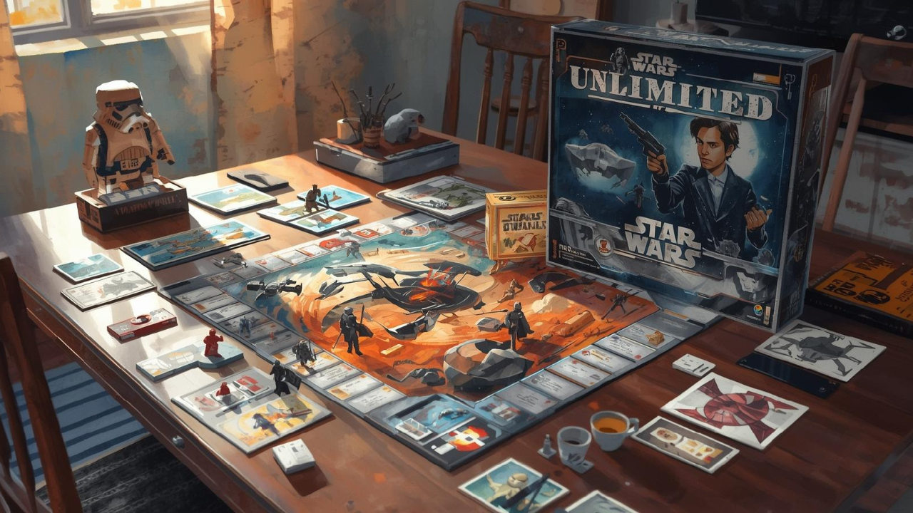 Star Wars: Unlimited collectible card game for 2-4 players featuring Ground and Space arena combat in 20-minute sessions.
