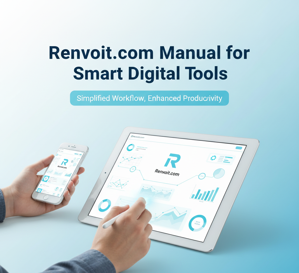 Renvoit.com digital tools platform with productivity impact metrics, competitor comparison radar, and user satisfaction distribution.
