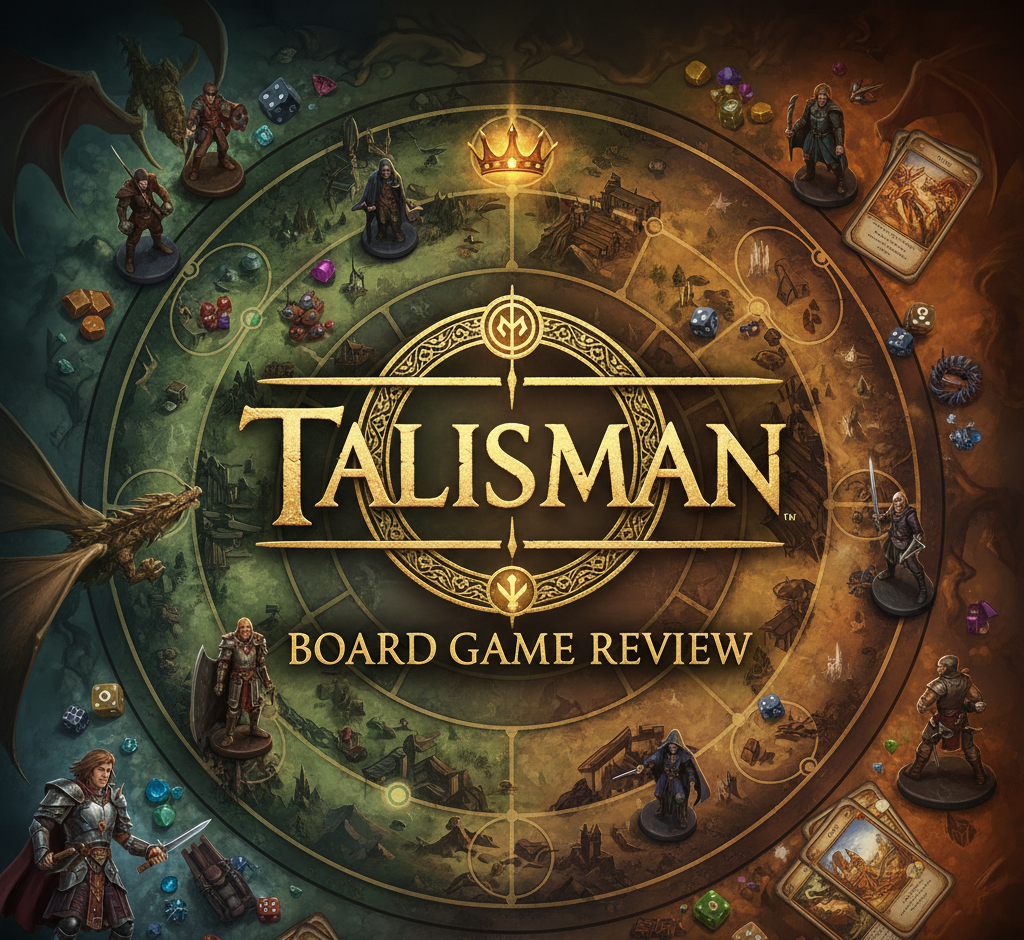 Talisman fantasy board game review for 2-6 players with edition history, mechanics breakdown, and expansion overview.
