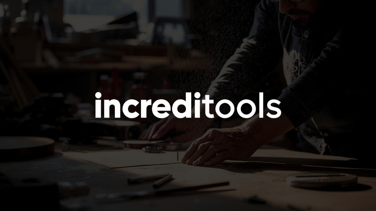 IncrediTools productivity software suite with user growth chart, feature usage data, and collaboration capabilities overview.