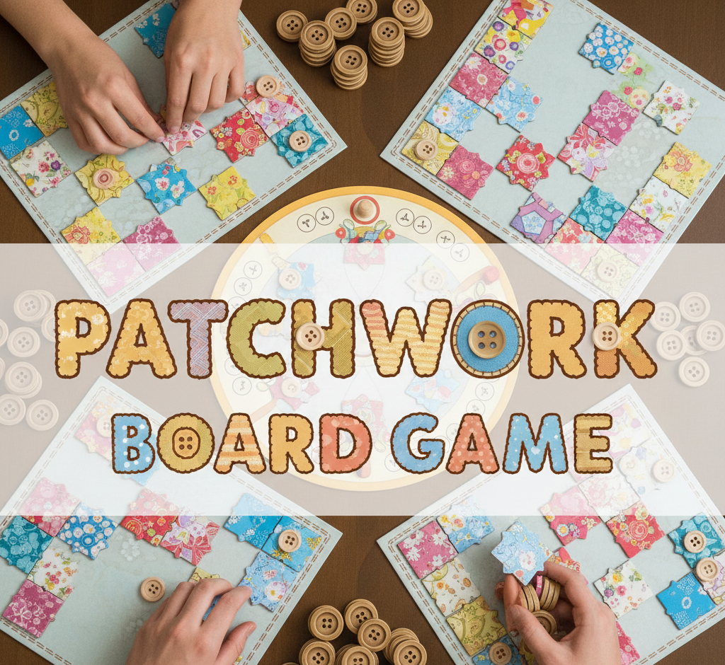 Patchwork board game review covering two-player tile-placement mechanics, components, strategy tips, and comparisons to similar games.