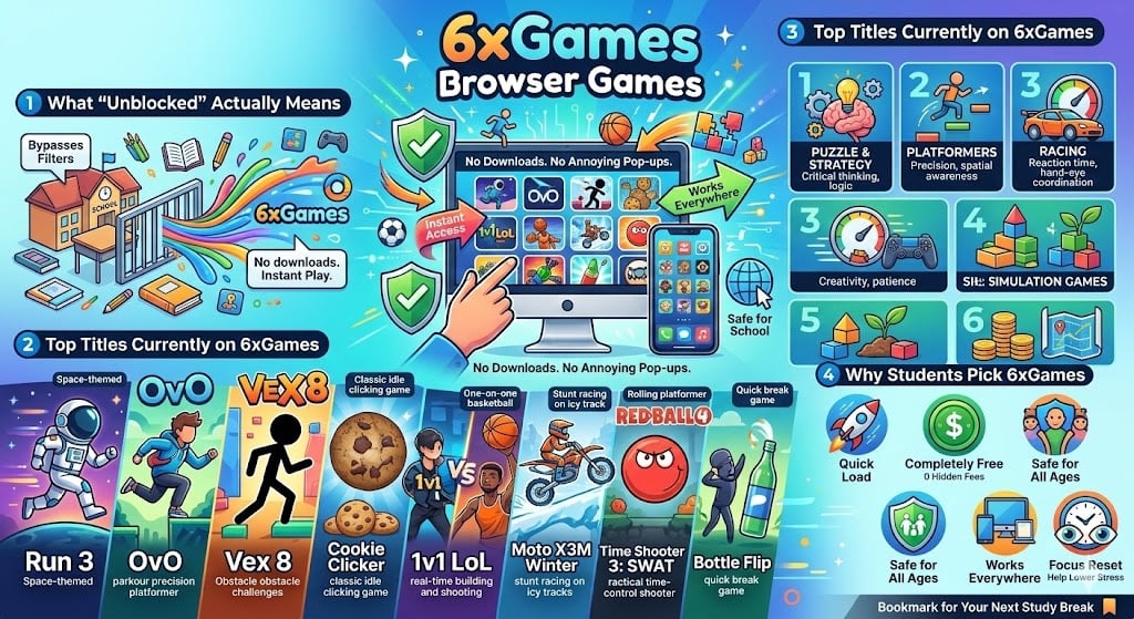 “6xGames Unblocked Browser Games offering free, safe, and fast online games for students and casual players.”