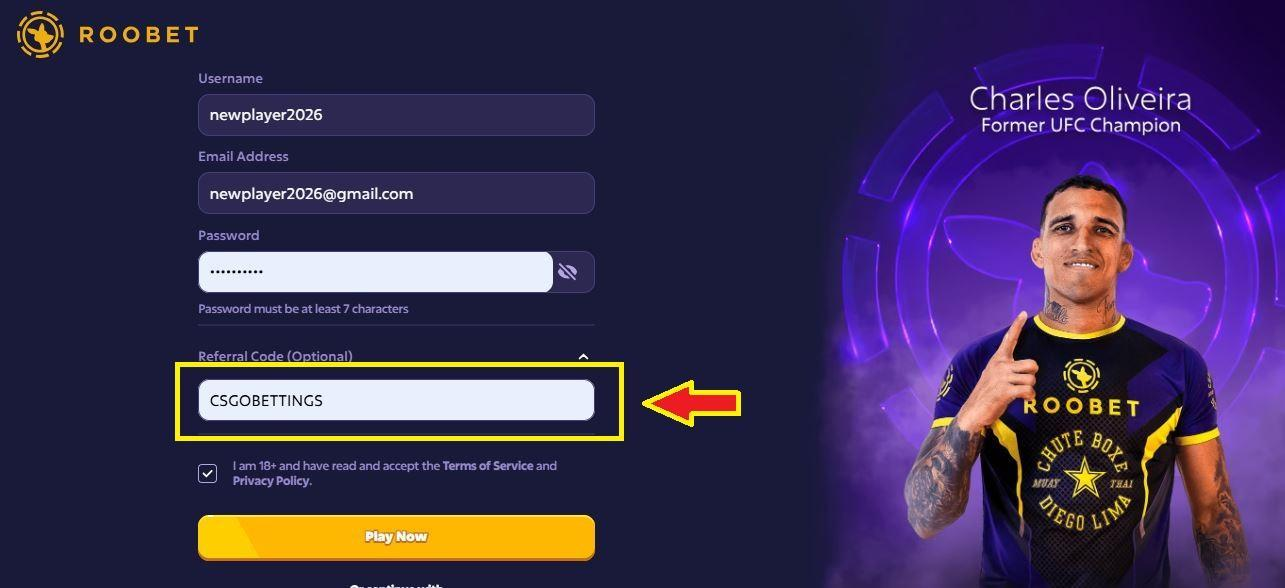 Enter the code CSGOBETTINGS