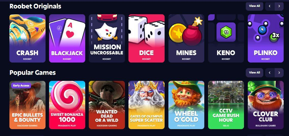 Roobet Games Overview