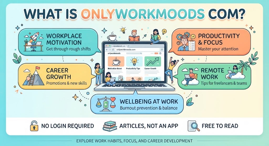 onlyworkmoods.com overview comparing expected mood tracker features with actual workplace articles.