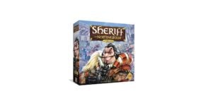 Sheriff of Nottingham board game review showing the game’s bluffing, negotiation, smuggling, components, rules, and gameplay for 3–5 players.