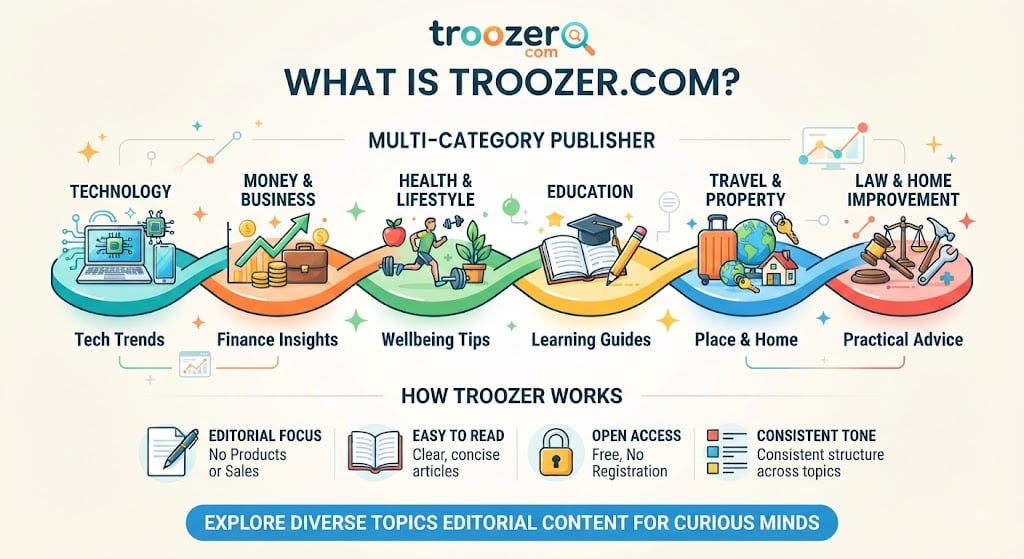 Troozer.com multi-topic site covering technology, finance, health, travel, law, and lifestyle.