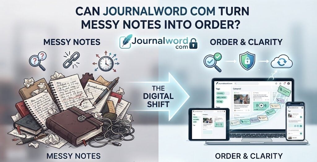 Journalword.com digital journaling platform for organizing personal notes and entries.